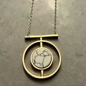 Gold and Marble Long Pendant Necklace by Danielle Nicole